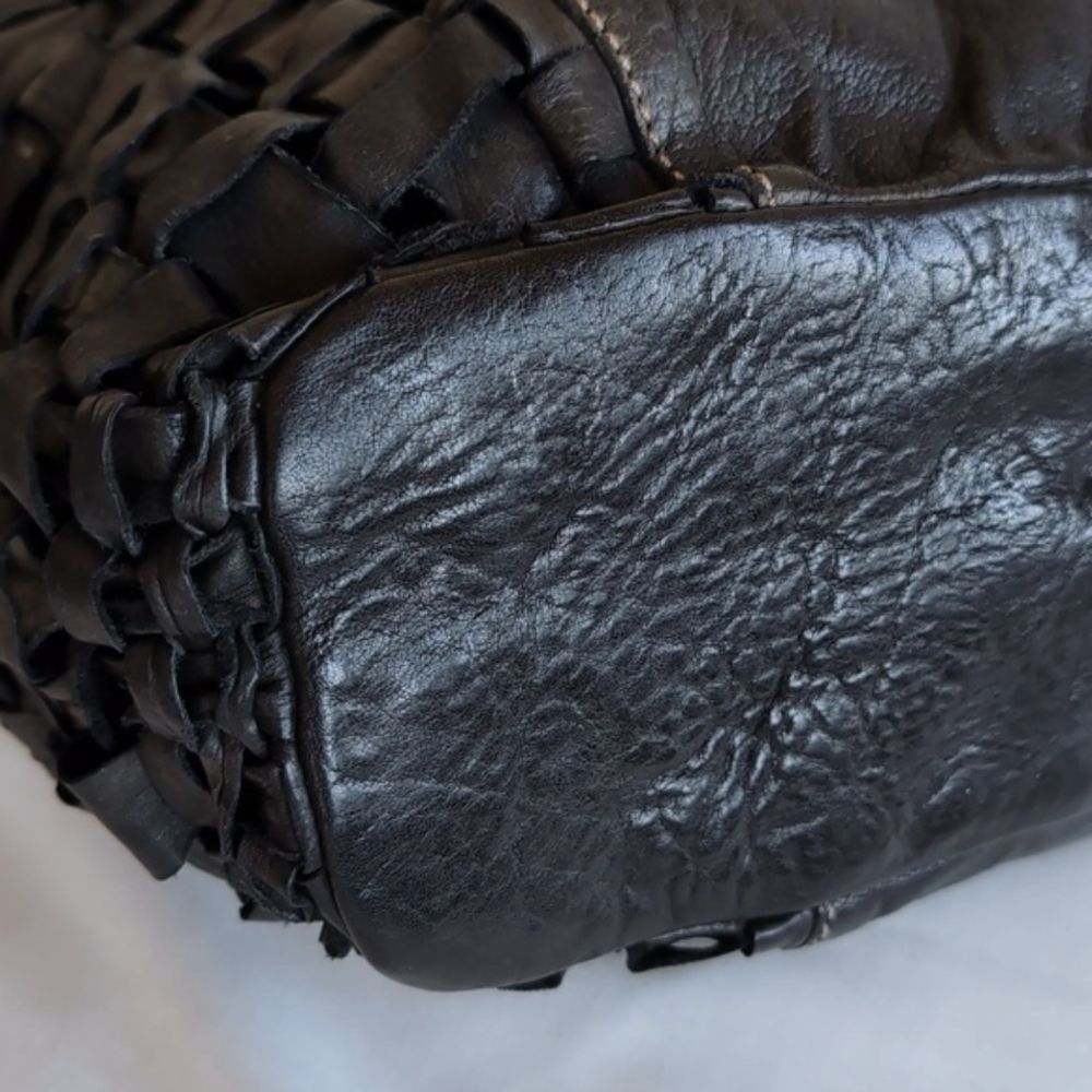 Black Basket Weave 🖤Leather Hobo Bag -Gidigio Italian Made - Picture 8 of 16